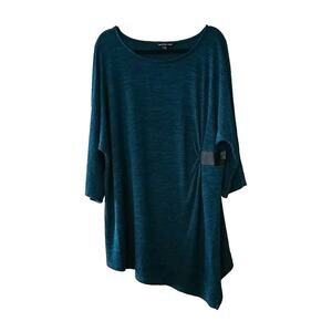 Zac & Rachel Green Asymmetrical Hem Short Sleeve Tunic Top Womans Plus Size 3X